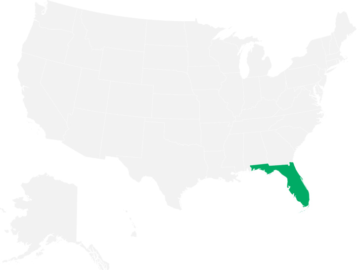 Florida Peninsula state coverage map